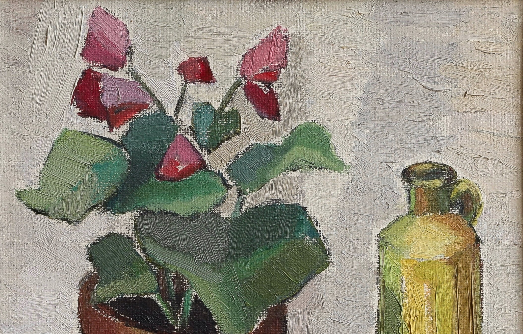 Swedish Vintage Art Original Floral Oil Painting