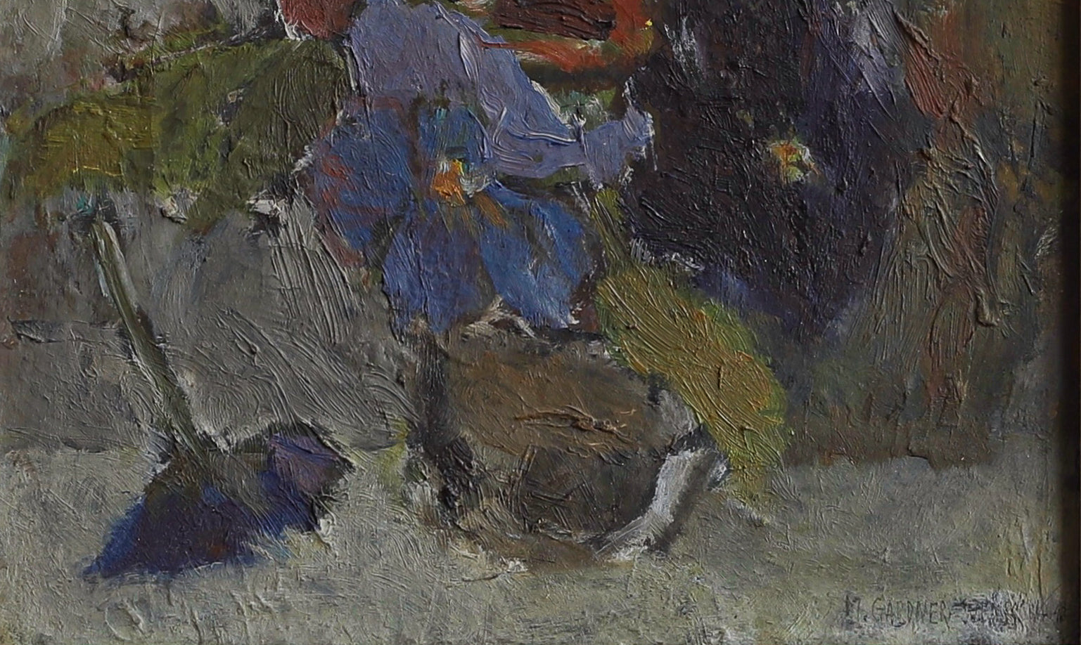Swedish Mid Century Vintage Art Floral Still Life Oil Painting