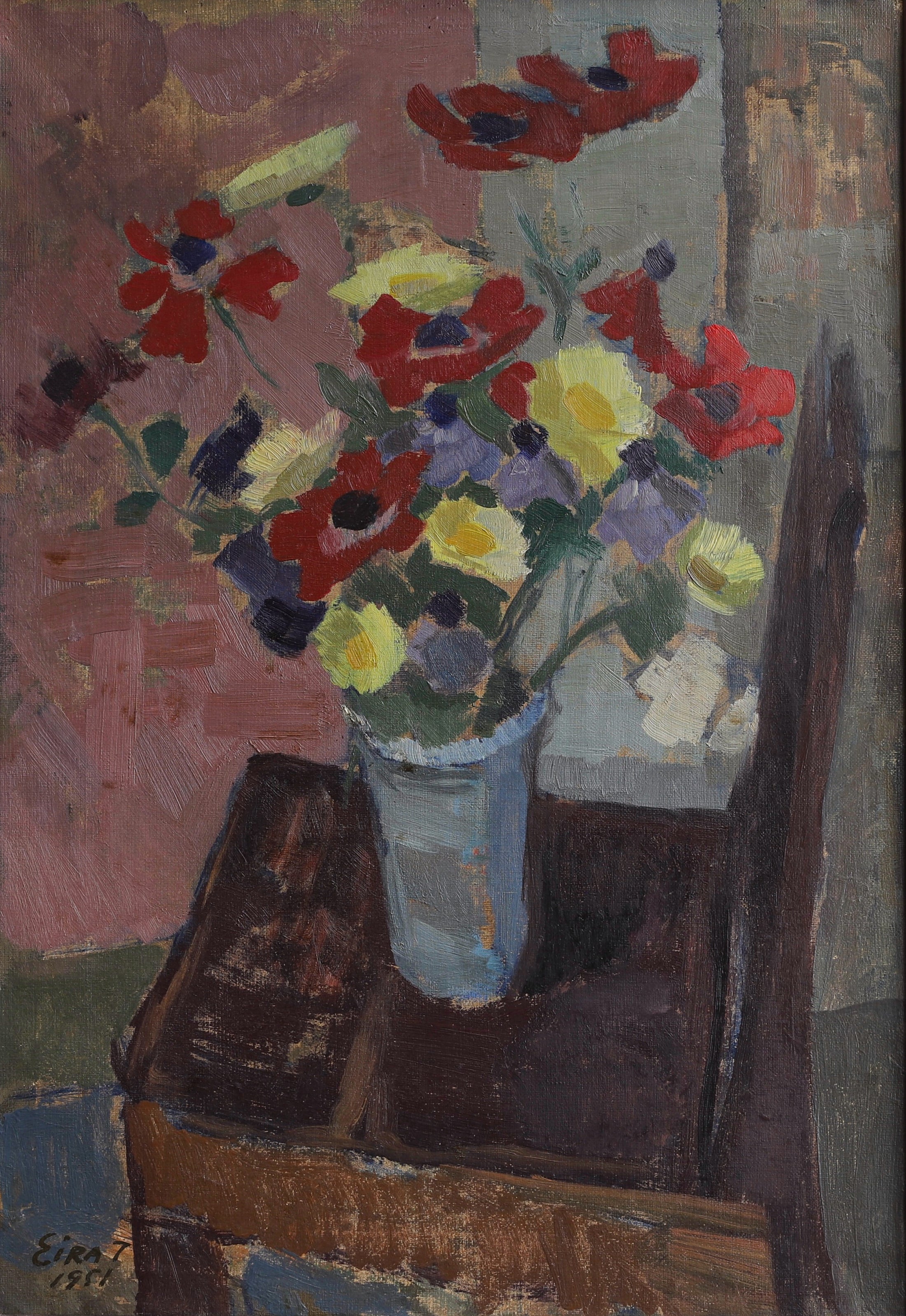 Original Mid Century Still Life Oil Painting From Sweden 1951