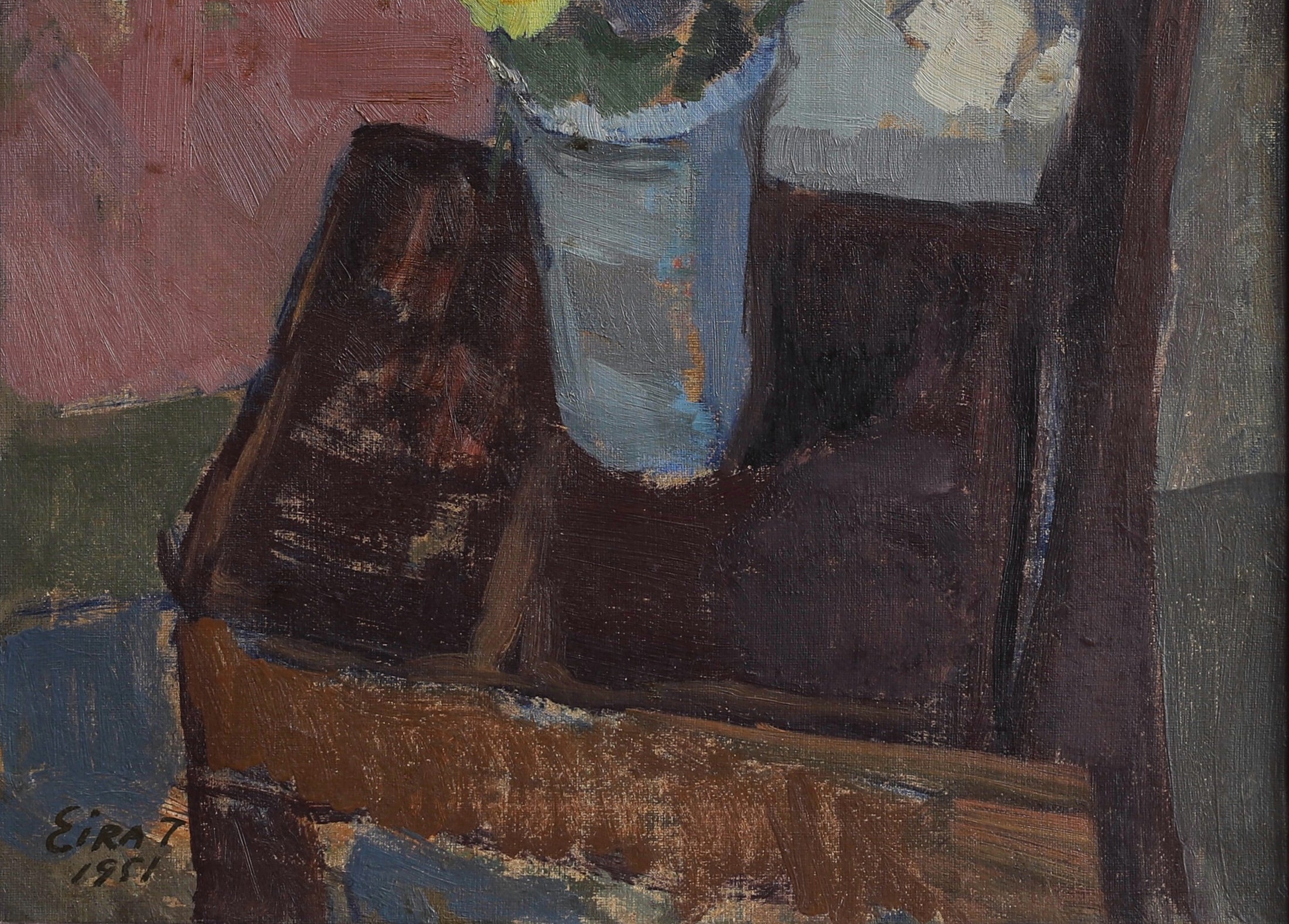 Original Mid Century Still Life Oil Painting From Sweden 1951