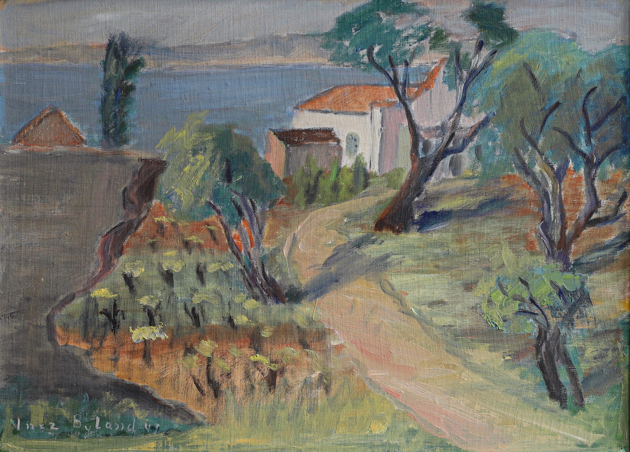 Mid Century Original Vintage Coastal Oil Painting from Sweden