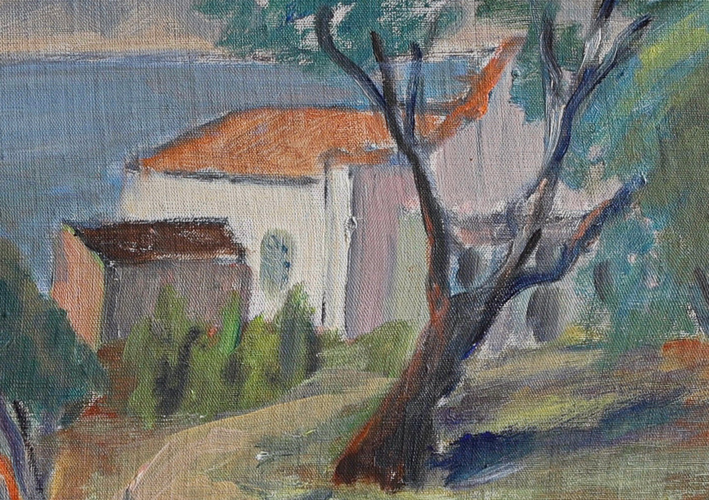 Mid Century Original Vintage Coastal Oil Painting from Sweden