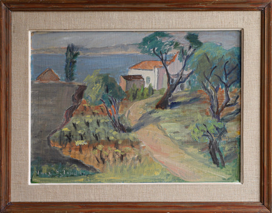 Mid Century Original Vintage Coastal Oil Painting from Sweden