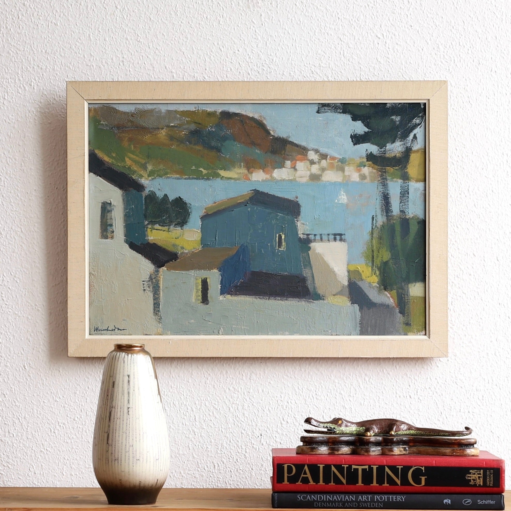 Mid Century Vintage Art Oil Painting By S Wernheden Sweden