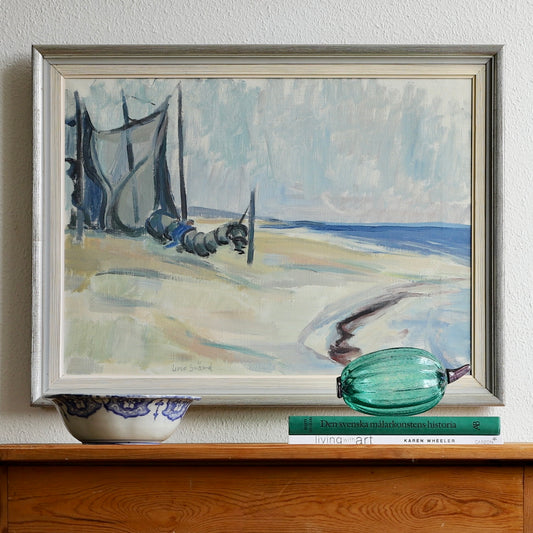 Vintage Art Original Coastal Oil Painting From Sweden