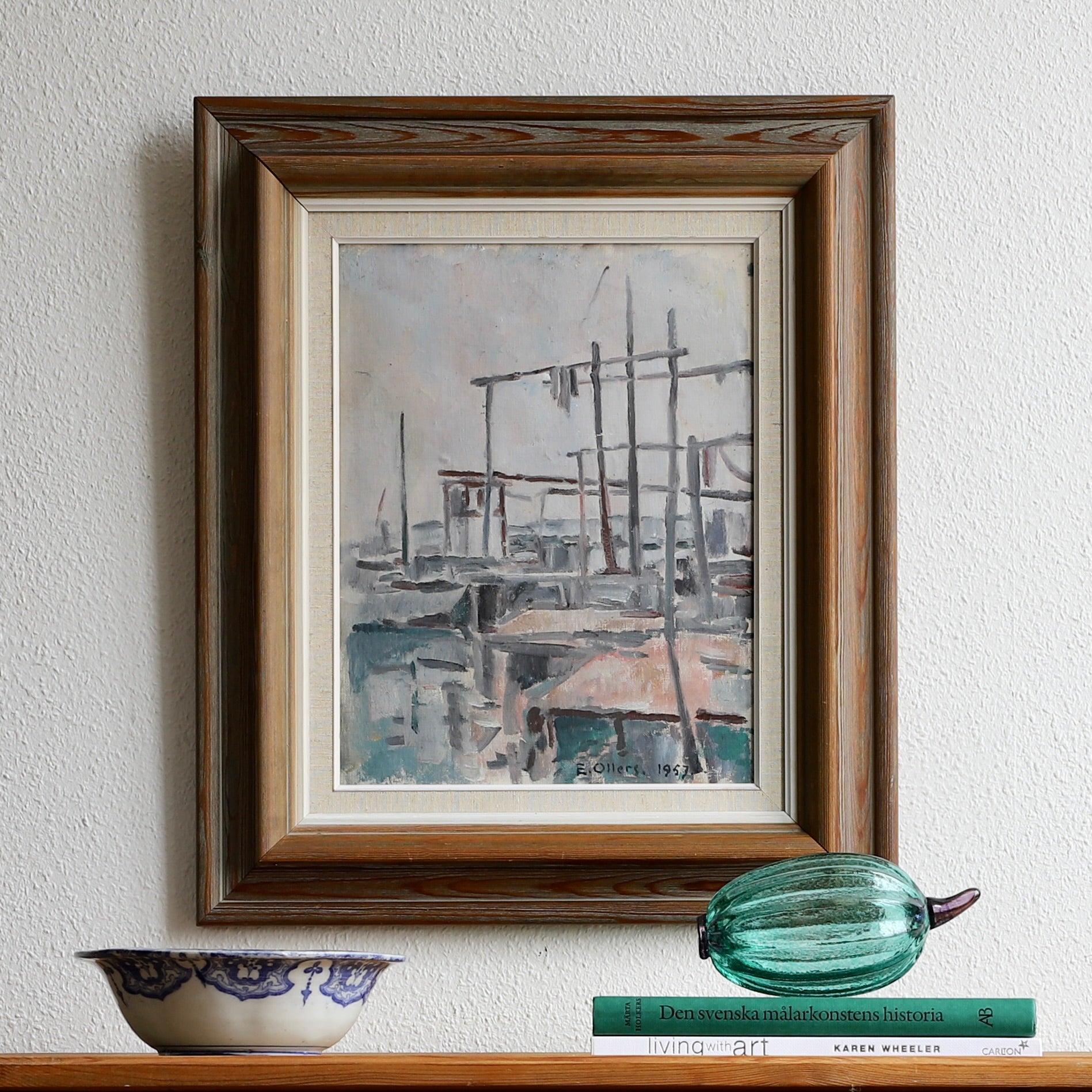 Mid Century Vintage Oil Painting By E Ollers From Sweden