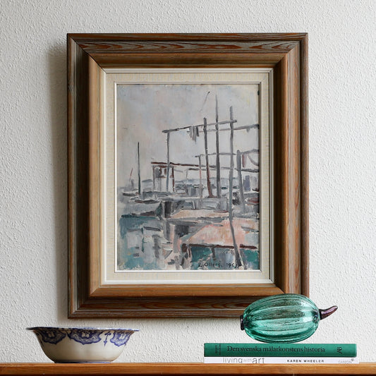 Mid Century Vintage Oil Painting By E Ollers From Sweden