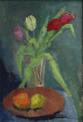 Load image into Gallery viewer, Mid Century Original Still Life Oil Painting of Tulips From Sweden