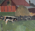 Load image into Gallery viewer, Vintage Mid Century Cow Oil Painting from Sweden By H Almqvist