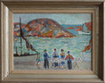 Load image into Gallery viewer, Mid Century Harbor Oil Painting from Sweden 1952