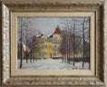 Load image into Gallery viewer, Mid Century Original City Winterscape Oil Painting From Sweden