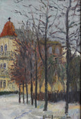 Load image into Gallery viewer, Mid Century Original City Winterscape Oil Painting From Sweden