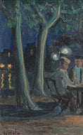 Load image into Gallery viewer, Mid Century Original Cafe Scene Oil Painting By G Malm Sweden