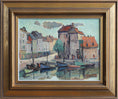 Load image into Gallery viewer, Colorful Vintage Original Harbor Oil Painting From Sweden