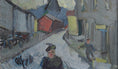 Load image into Gallery viewer, Mid Century Vintage Street Scene Oil Painting from Sweden 1948