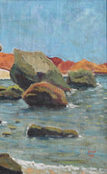 Load image into Gallery viewer, Mid Century Vintage Original Coastal Oil Painting from Sweden