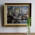Load image into Gallery viewer, Original Vintage Art Sailboat Oil Painting By T Ahlm Sweden