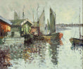Load image into Gallery viewer, Mid Century Original Vintage Harbor Oil Painting from Sweden