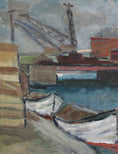 Load image into Gallery viewer, Vintage Seascape Oil Painting Fine Art Original of Boat in Harbor