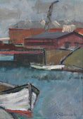 Load image into Gallery viewer, Vintage Seascape Oil Painting Fine Art Original of Boat in Harbor