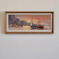 Load image into Gallery viewer, Vintage Art Room Mid Century Harbor Oil Painting from Sweden