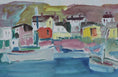 Load image into Gallery viewer, Colorful Original Mid Century Harbor Oil Painting from Sweden