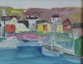 Load image into Gallery viewer, Colorful Original Mid Century Harbor Oil Painting from Sweden