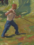 Load image into Gallery viewer, Vintage Landscape Oil Painting Haystack E Krüger Sweden