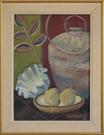 Load image into Gallery viewer, Mid Century Vintage Original Colorful Still Life Oil Painting from Sweden
