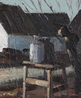 Load image into Gallery viewer, Original Vintage Mid Century Farmhouse Oil Painting Sweden