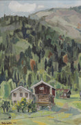 Load image into Gallery viewer, Mid Century Original Mountain Landscape Oil Painting From Sweden