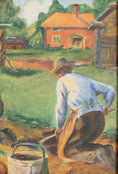 Load image into Gallery viewer, Original Vintage Colorful Harvest Oil Painting from Sweden