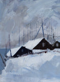 Load image into Gallery viewer, Mid Century Original Winterscape Oil Painting From Sweden by K Christensen