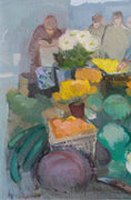 Load image into Gallery viewer, Colorful Vintage Oil Painting of Outdoor Market from Sweden