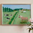 Load image into Gallery viewer, Vintage Art Room Original Oil Painting of Cows and Horses from Sweden