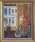 Load image into Gallery viewer, Swedish Vintage Figure in Interior Oil Painting From Sweden