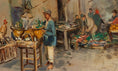 Load image into Gallery viewer, Vintage Art Room Outdoor Market Oil Painting From Sweden