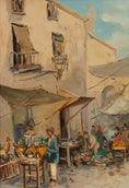 Load image into Gallery viewer, Vintage Art Room Outdoor Market Oil Painting From Sweden