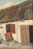 Load image into Gallery viewer, Vintage Original Farmhouse Oil Painting with Chickens From Sweden