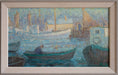 Load image into Gallery viewer, Original Vintage Harbor Scene Mid Century Oil Painting from Sweden
