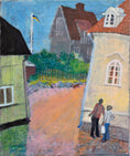 Load image into Gallery viewer, Charming Colorful Mid Century Original Oil Painting from Sweden