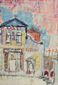 Load image into Gallery viewer, Mid Century Original Cityscape Oil Painting Sweden 1959