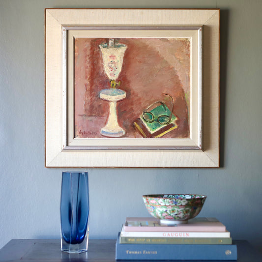 Vintage Mid Century Still Life Oil Painting From Sweden