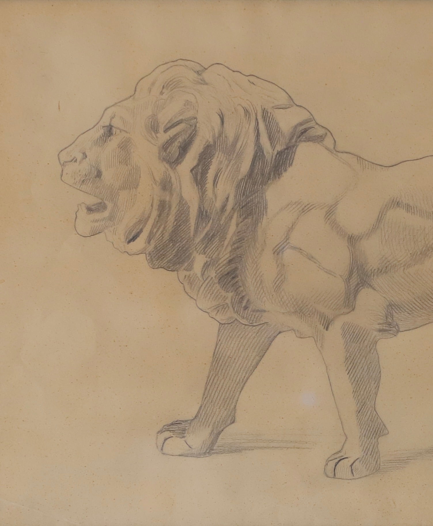 Art School Drawing of Lion Sculpture From Sweden