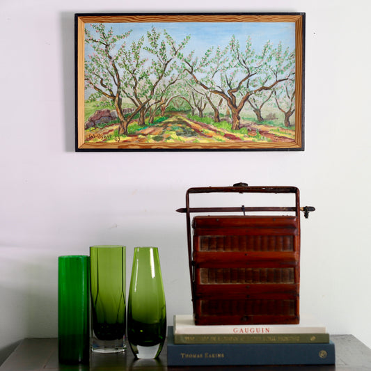 Colorful Swedish Vintage Original Landscape Oil Painting