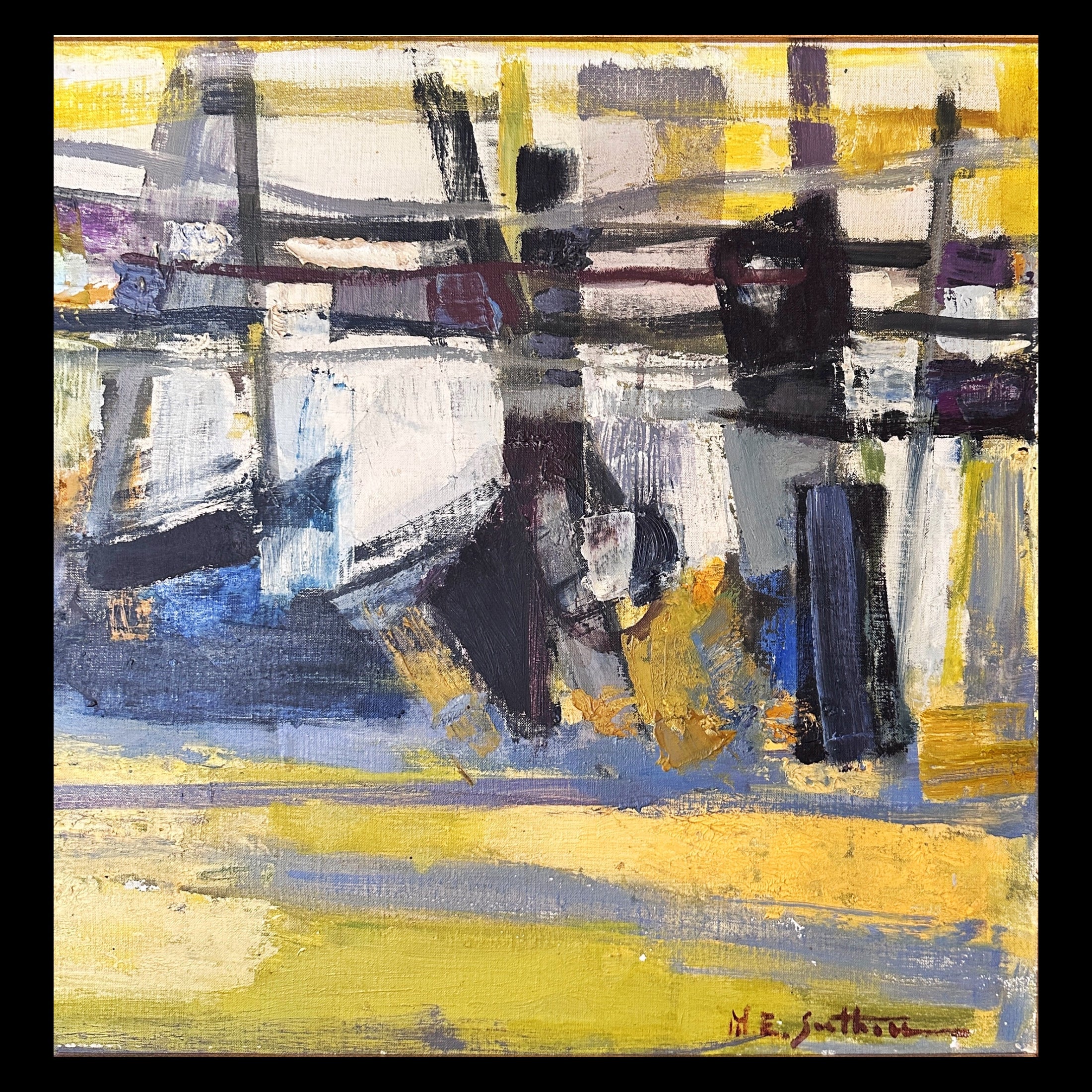 Mid Century Abstract Oil Painting