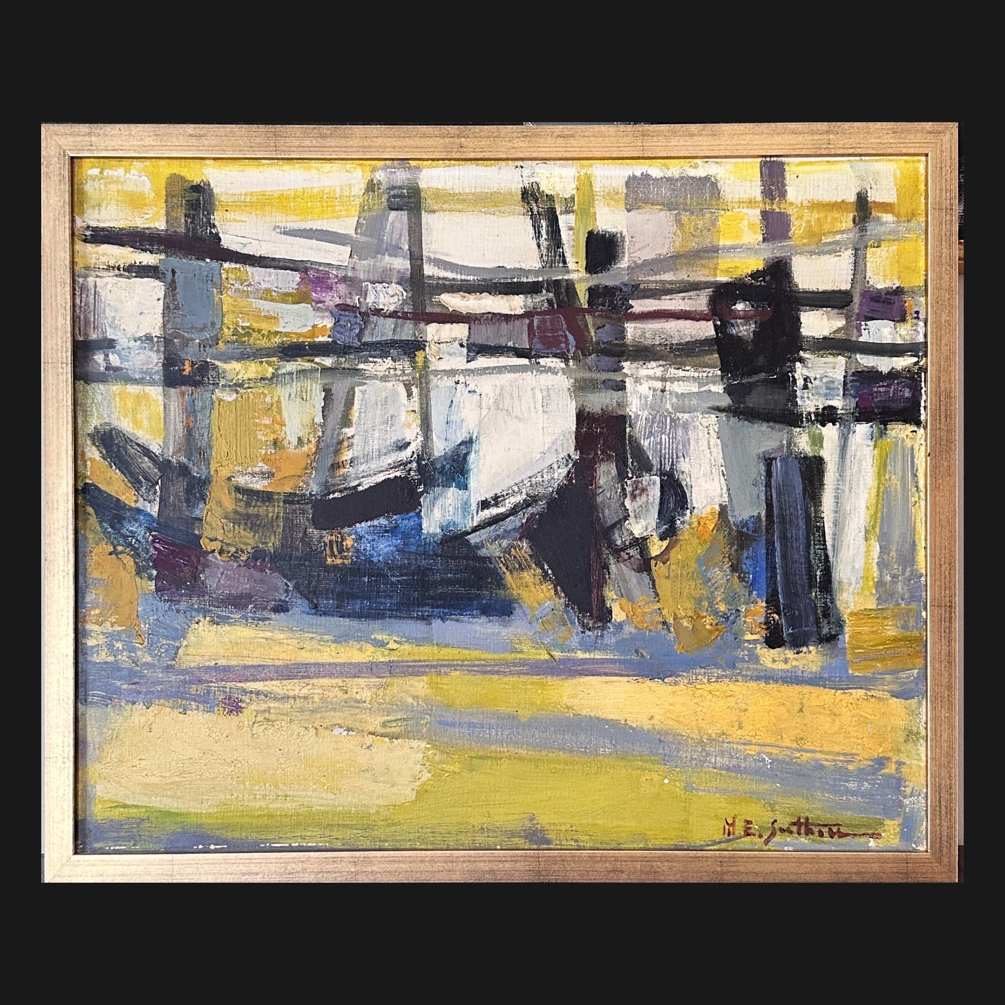 Mid Century Abstract Oil Painting