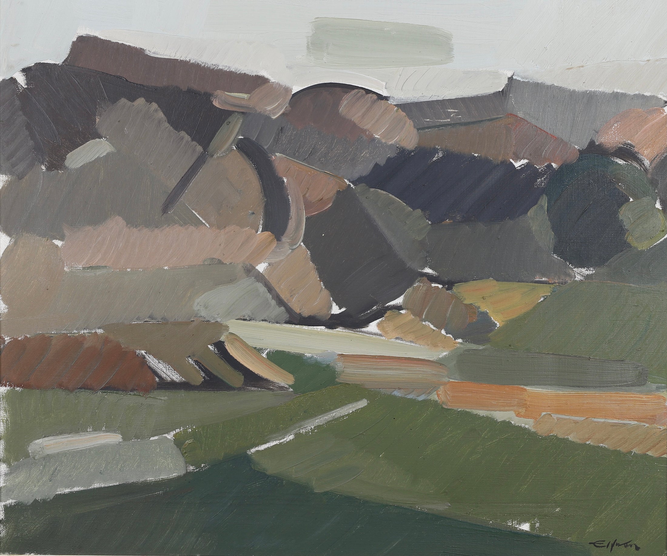 Mid Century Original Landscape Oil Painting From Sweden By E Elfwen