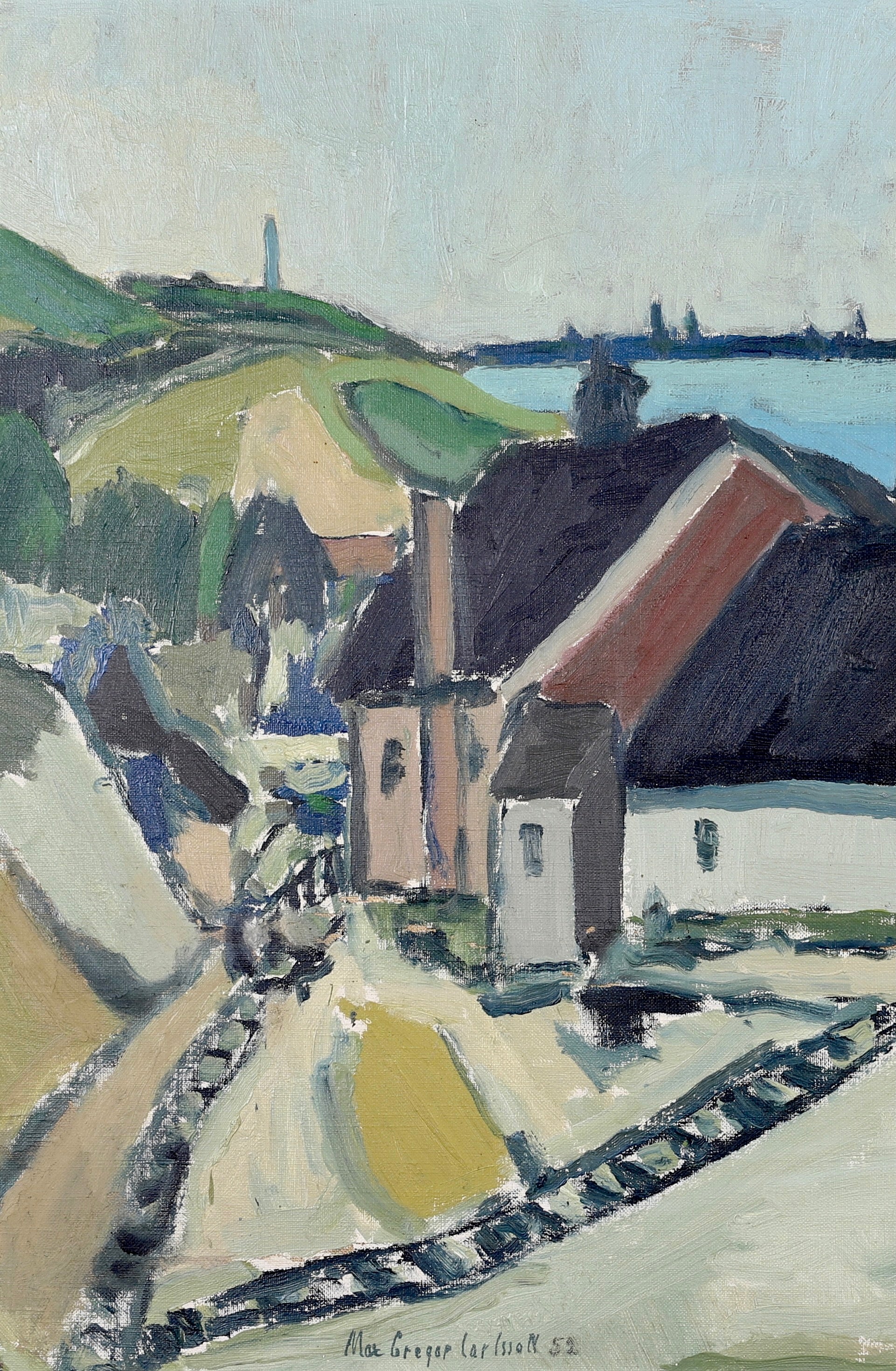 Vintage Mid Century Oil Painting From Sweden by M G Carlsson