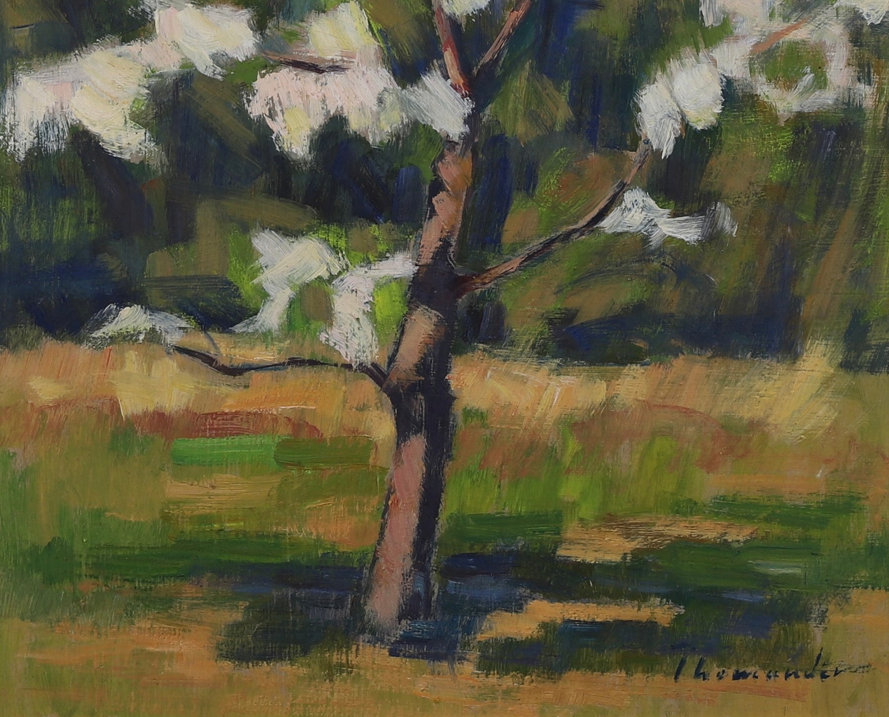 Mid Century Landscape Oil Painting By H Thomander Sweden